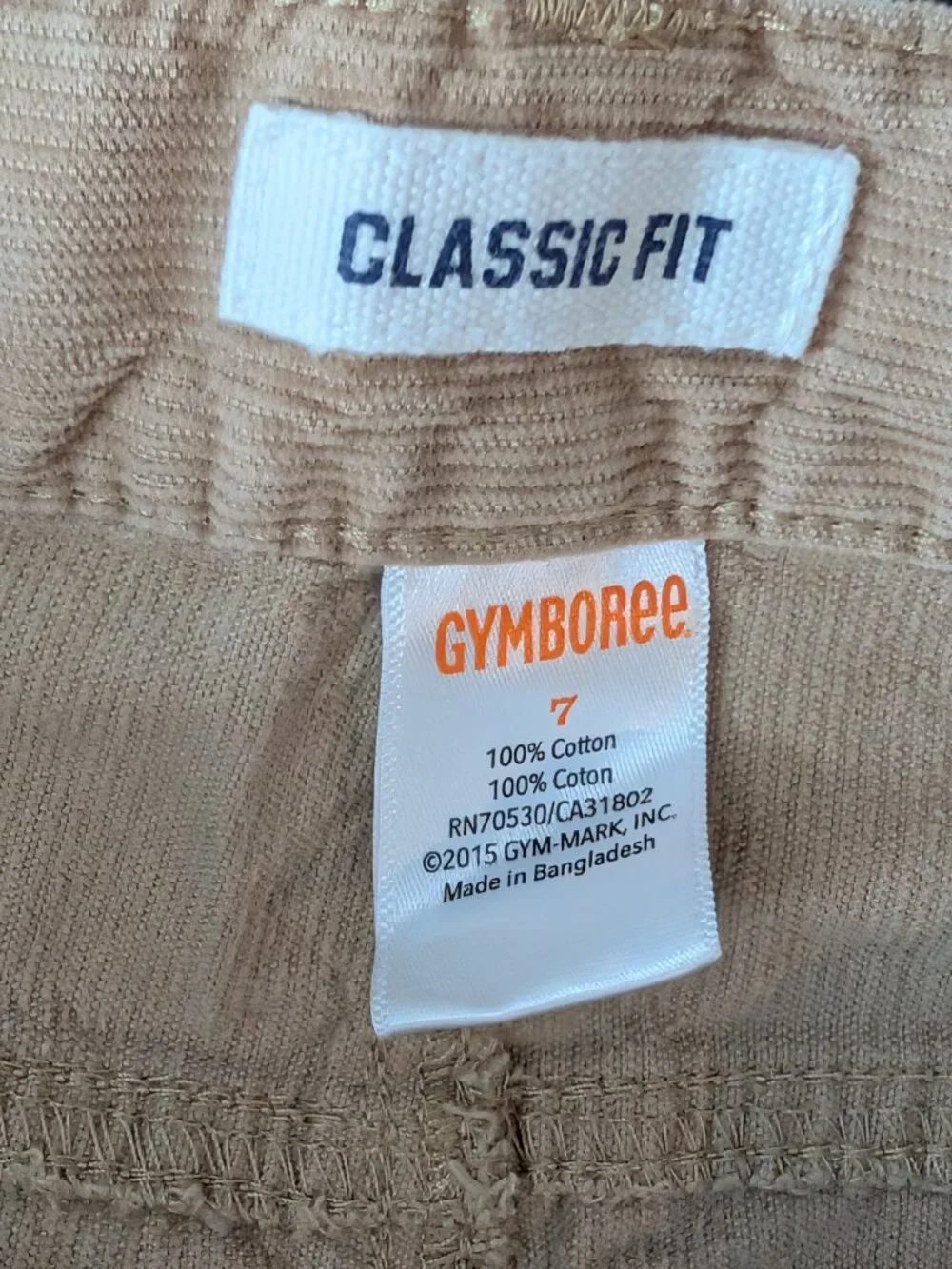Gymboree Classic Fit Corduroy Pants Size 7 Tan